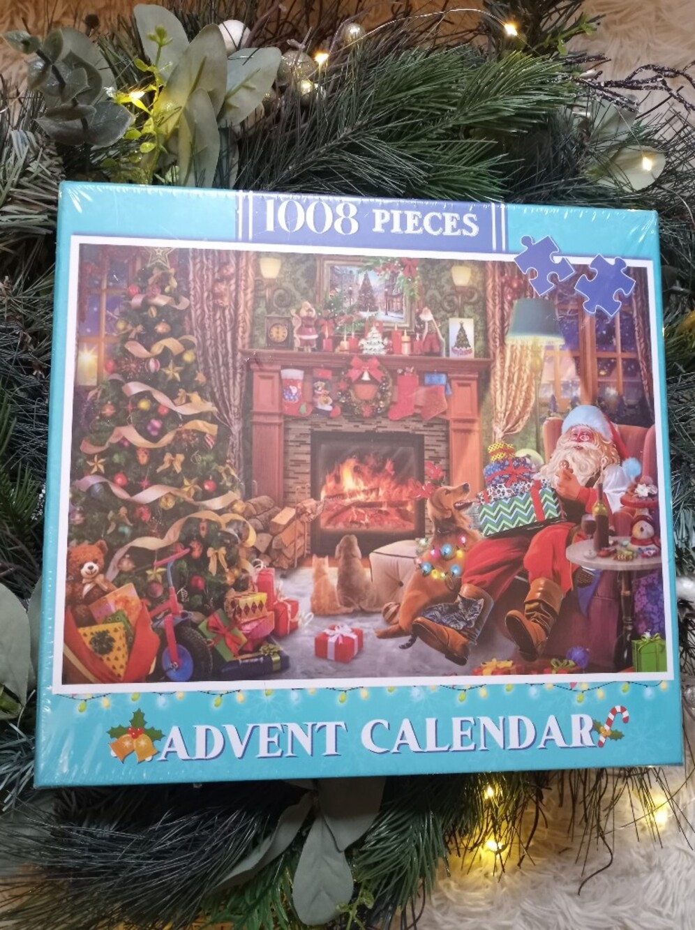 Advent Calendar 1008-Piece Christmas Puzzle - Festive Red, Green, Blue